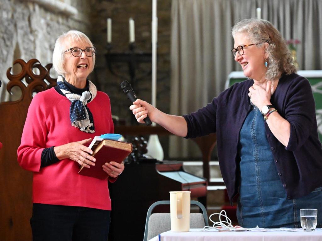 Image shows Ali Bacon and Debbie Young at Hawkesbury Upton Literature Festival 2025